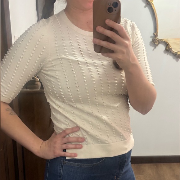 Ann Taylor Textured Dot Sweater T-Shirt - Picture 1 of 3